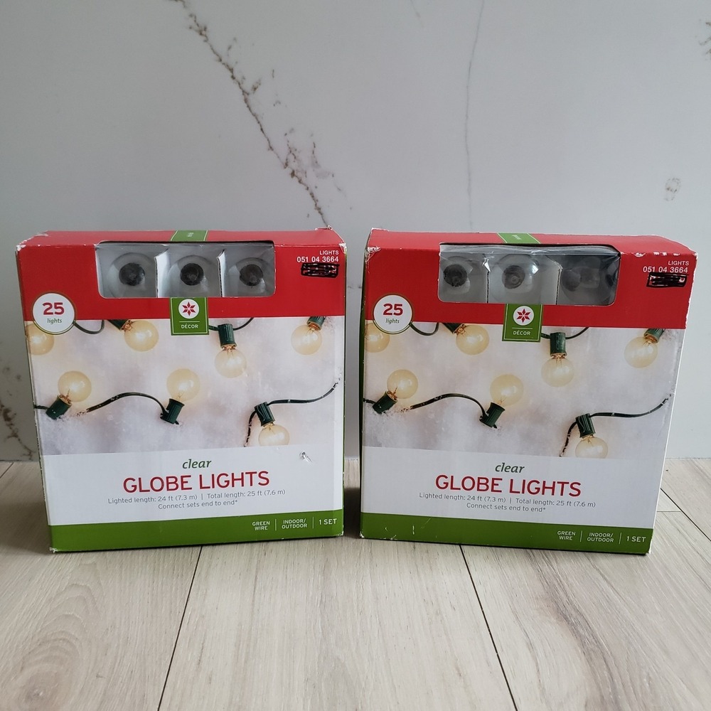 Globe String Lights 25 Clear Bulbs Room Essentials Outdoor/Indoor 2 New Pack